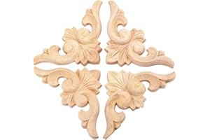 MUXSAM 4pcs Applique en Bois Sculpté de Style Européen Bois Sculpture Sculpté Vintage Non Peints 6 * 6cm