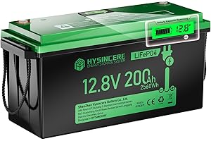 ‎HYSINCERE HYSINCERE 12V 200Ah LiFePO4 Lithium Batterie mit LED, 200A BMS, 15000 Zyklen & 10 Jahre Lebensdauer, 12 Volt Deep Cycle Akku 2560Wh Wiederaufladbare für Wohnmobil, Camping, Solar Home Systeme, Boote