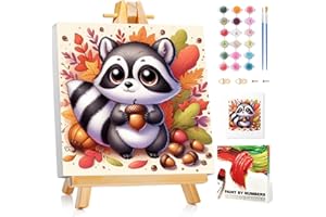MAFENR ART Animaux Peinture Numero Enfant Avec Cadre, Animaux Kits de Peinture au Numéro, Peinture par Pour la Décoration de la Maison (20x20 cm), Avec Chevalet