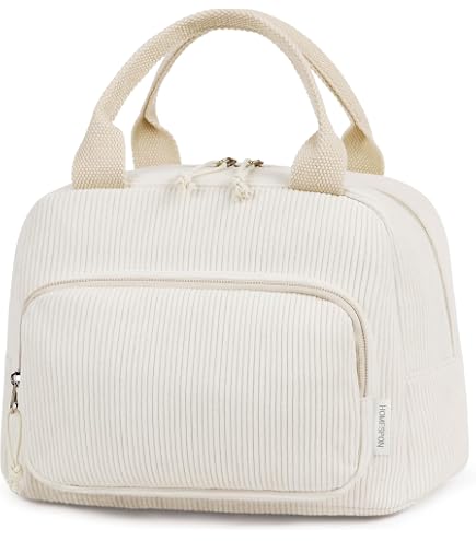Linkidea Insulated Lunch Bag For Women - White Seersucker Tote With Hand Strap, Fits Bentgo Boxes - View #10
