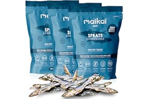 MAIKAI : Naturalne przekąski dla psów i kotów - Suszone sardele (3 szt. X 100g) - 100% naturalne - Przysmaki dla psów i kotów - Kompatybilne z Barf Diet - Zdrowe nagrody. Omega 3