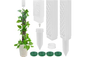 Mosspö i plast för växter Monstera, 2 st 24,5 cm/49 cm Monstera växtstöd, växtstänger med droppare, 2 jordpluggar, växtdistan