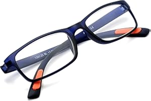 Amazotti Milano Blue Trendy Reading Glasses +2.25 | Stylish Glasses for Men & Women | Lightweight, Durable, Flexible Eye Glasses for Reading, Computer, and Screen Use