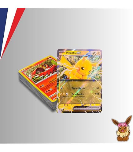 50 Cartes Pokémon + Boîte Pikachu - Garantie Carte Rare (V, VMAX, Holo) - Anglais