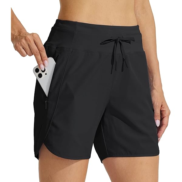 Short De Course Femme 2 En 1 HIFEOS Avec Poche Zippée - Séchage Rapide, Noir S