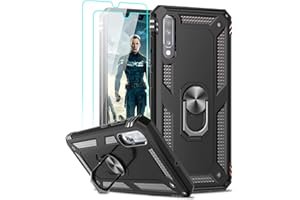 LeYi Etui dla Samsung Galaxy A70 Futerał na telefon, z 2 obrońcą ekranu szkła hartowanego,Samsung A70 Okładka z uchwytem pierścieniowym,Odporny na wstrząsy Galaxy A70 Obudowy Czarny