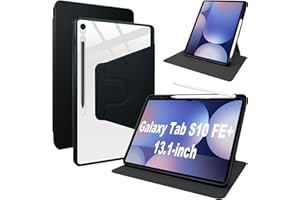 Lemxiee Funda para Samsung Galaxy Tab S10 FE+ & S10 FE Plus 13.1" Case con Soporte Plegable & con Ranura para bolígrafo,Funda de Cuero PU + acrílico Transparente