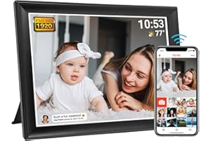 YENOCK Frameo Cadre photo numérique 10,5" 64 Go WiFi Smart 1920 x 1280 FHD IPS Écran tactile LCD Rotation automatique Prise en charge de la carte SD sur clé USB 2,4/5 GHz Partagez instantanément des moments