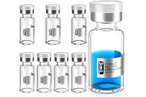Biomed Solutions Flacons stériles vides scellés avec bouchon en caoutchouc butyle et fermeture à rabat, tubes en verre borosilicate de type 1, emballés individuellement (8 pièces)