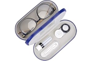 Muf Custodia per lenti a contatto portatile 2 in 1 a doppia faccia e custodia per occhiali, design a doppio uso con specchio integrato, pinzetta e lente a contatto bottiglia inclusa per kit da viaggio