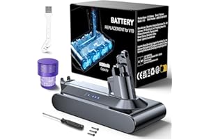 RYZWOC 6000mAh Akku kompatibel mit Dyson V10, Cyclone V10, V10 Absolute, Animal, Origin, Extra, SV12