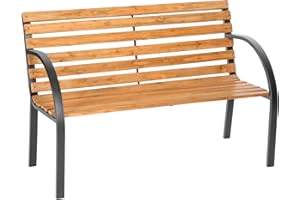 TecTake® Garden Bench - 2 Seater with Powder-Coated Steel Frame & Wooden Slats - Home & Outdoor Furniture Suitable for Use on a Terrace, Patio or Park - Weather-Resistant, Durable & Robust - Brown
