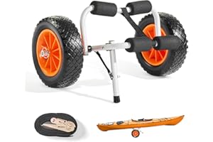 VEVOR Carrello Pieghevole per Kayak, capacità 90 kg, con Pneumatici in Gomma Piena da 325 mm e 1 Cinghia a Cricchetto, Carrello per Paddle Board per Il Trasporto di Kayak, Canoe, Paddleboard