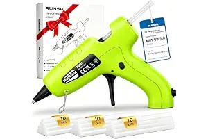 RUNSAI® Pistola de Silicona Caliente Mini Antigoteo, 30W con 30 Barras 7mm | Pistola de Pegamento Termofusible Mini con Cable, Calentamiento Rápido para Manualidades, Bricolaje, DIY y Trabajos Creativos
