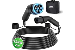 ElecFylo Typ 2 Ladekabel,22KW 7M 32A Ladekabel Elektroauto mit Tragetasche,Typ 2 auf Typ 2,Mennekes Mode 3 EV Ladekabel Kompatibel mit Model S/3/X/Y,IONIQ 5,ID3/4