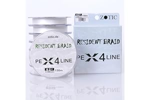 Zotic Resident Braid PE X4/X8, 4-fach/8-fach geflochtene Angelschnur für Baitcaster u. Spinnrute, Profi Angelzubehör, Raubfisch, Angelsehne, 100m 150m 300m, Fishing Line, Angeln