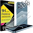4youquality [4-in-1 Screen Protector for iPhone 12 Pro Max with Camera Lens Protector, Tempered Glass Film, 2-Pack Each, [LifetimeSupport][Impact-Resistant][Anti-Scratch][Ultra-Transparent]