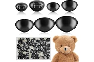 HAVACUE ㅤ HavaCue 100 Stück Sicherheitsnasen für Häkeltiere,15-29mm Kunststoff Sicherheitsnasen mit Unterlegscheiben,Schwarze Nasen für Häkeltiere in 7 Größen für Häkeltiere Marionetten Plüschtiere
