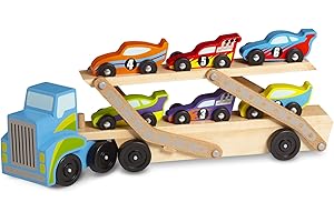 Melissa & Doug- Camion géant dépliable 75 cm Porte 6 Voitures de Course, 12759