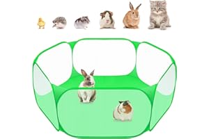 AMAKUNFT Small Animals C&C Cage Tent, Breathable & Transparent Pet Playpen Pop Open Outdoor/Indoor Exercise Fence, Portable Yard Fence for Guinea Pig, Rabbits, Hamster, Chinchillas and Hedgehogs (Green)