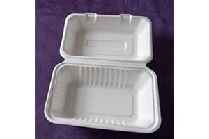 HOT BARGAINS 100 X Bagasse 9x6 Takeaway Boxes Clamshell Biodegradable Eco-Friendly Size (232x155x78mm) For Hot Or Cold Food - Manufacturer Sealed packaging (Hygiene Proof)