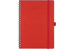 BEZEND Diary 2024 2025 Planner, 18 Months (July24-Dec25) [Red] 5.8" x 8.5", Academic Year Planner, Daily Weekly and Monthly Calendar, Spiral Bound, Vegan Leather Soft Cover