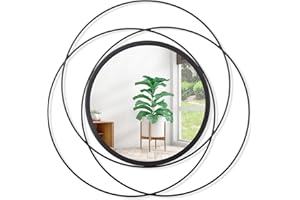 HLFMVWE Spiegel Rund Schwarz, Moderne Wanddeko Wohnzimmer Haus und Schlafzimmer | Spiegel zum Aufhängen an der Wand | Spiegel Originelles Geschenk für Frauen und Mama