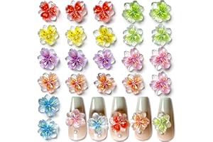 JALIYA 50pcs 3D Blume Nagel Charms Nägel Zubehör Nageldesign Glitzersteine Nailart Strasssteine Flower Nail Charms Luminous Flower Nail Art Charms Bunte Blumen Deko Nagel Steinchen Flowers Nail Rhinestones