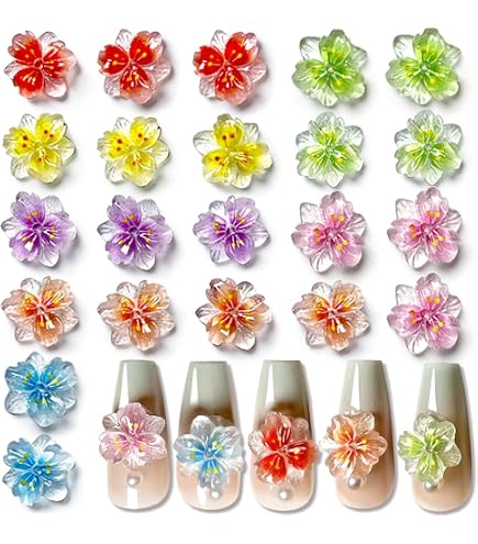 BelleVive 24-teiliges Nagel-Charms Set - 3D Herz, Stern, Schleife Mit Strass, Für Nail Art & DIY