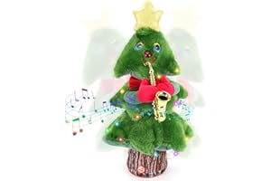Singing Dancing Christmas Tree Aceshop 14'' Christmas Plush Toy with Music and Lights Electric Christmas Ornaments Stuffed Toy Wiggle Singing Xmas Musical Doll for Kids Gift Home Party Xmas Decor