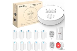 YISEELE Antifurto casa con 15 pezzi, Allarme casa senza fili, 2.4G/5G Allarme casa con 1 PIR Sensore, 10 Sensori Per Porte E Finestre E 1 Sirena E 2 Telecomandi, Tramite App, Compatibile con Alexa