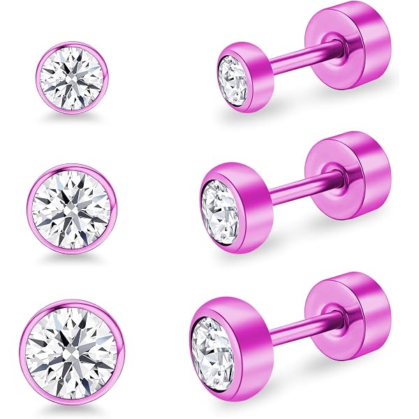 Kakonia Orecchini in Titanio per Orecchie Sensibili G23 Orecchini a Perno in Puro Titanio per Donne Orecchini Ipoallergenici 20G 2/3/4mm Con Zircone Piatto sul Retro A
