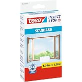 tesa Insect Stop standart pencere sinekliği, kesilebilir, delmeden sivrisinek koruması, 1 x beyaz sineklik, 130 cm x 150 cm, 
