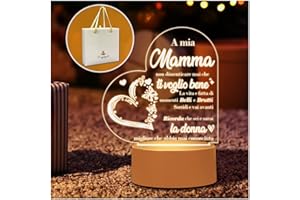 Keepelgant Regalo Natale Mamma, Luce Notturna in Acrilico, Regalo Compleanno Mamma, Idee Regali Per Anniversaro