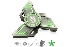 TGKYK Leuchtende Fidget Spinner Metall, Fidget Spinner Led, 3-5 Min Hochgeschwindigkeit Finger Spinner Spielzeug ADHD Anti Angst, Figetspiener für Erwachsene Dreieck - Grüner