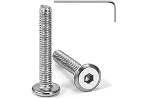 Tunejoy Vis à Tête Plate M4 x 25 mm Vis à Six Pans Creux en Acier Inoxydable A2 V2A Boulons de Meubles Hexagonale avec Clé Allen Filetage Complet 20 Pièces