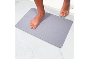 Pure 4Home - Alfombrilla Diatomita Baño Piedra | 60cmx39cm Lija y Tapete incluidos | Alfombra Baño Diatomita | Alfombrilla Baño Diatomita | Alfombra Diatomita Baño (3Rombos Gris)
