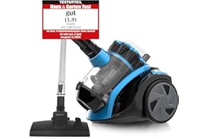 Emerio ECO Zyklon Aspirapolvere 900 Watt potenza 2,0 litri contenitore polvere 7 m raggio d'azione filtro HEPA CyclonePro piccolo e maneggevole tubo telescopico in metallo con bocchetta a lancia,