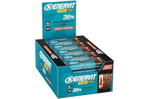 Enervit Pure-Pro Protein Bar 36% Caramel, Barretta Proteica con Ripieno Morbido al Caramello, 20g Proteine, Crescita della Massa Muscolare, Post Workout, Low Sugar, Senza Glutine, 25 Barrette da 55g