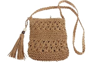 Taozoey Strohtasche, Korbtasche, Damen-Einschulter-Strohtasche, Reine handgemachte spinnende Schultertasche, Basttaschen Damen, Strandtasche, Korbtasche Klein, Boho Tasche