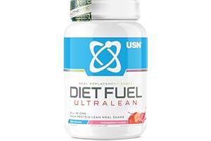 USN Diet Fuel Ultralean Meal Replacement Shake Powder, Strawberry Flavour - 1kg, High Protein Shake Powdered Drink Mix, Low Calorie Diet & Weight Control Powder, 25g Protein
