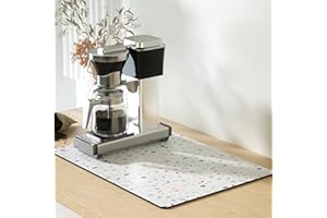 AUHSSAN Almohadilla de café 40x50cm, almohadilla de secado de la encimera de la cocina, almohadilla antispra, soporte de Goma adecuado para el estante de la cafetera de espresso debajo de la cafetera(Blanco)
