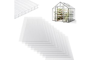 Vkechh 10 x polykarbonat ihåliga kammarplattor 8 mm, 60,5 x 121 cm, kan skäras till, växthussplattor, UV-beständiga för växth