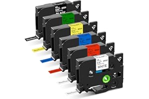 Nastro Wonfoucs Compatibile con Brother TZ 12mm TZe-231 TZe-335 TZe-431 TZe-531 TZe-631 TZe-731 Usato per Brother P Touch Etichettatrice H107B H110 Cube P300BT H100LB H105 H100R 1000
