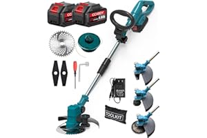 BAVPELP Akku Rasentrimmer für Makita-Akkus, Bürstenlose Rasentrimmer mit Akku, 3-in-1Freischneider Akku mit 2x2Ah Batterie, Radkantenschneider 3 Arten Klingen für Rasenschneiden und Garten