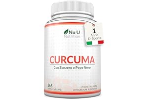 Curcuma 1520mg con Zenzero e Pepe Nero - 365 Capsule Vegane - Alto Dosaggio di Curcumina in Polvere - 95% di Curcuminoidi - Prodotto in Europa - Nu U Nutrition