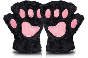 AffeGifts Mitaine Femme Patte de Chat, Peluche Gants Sans Doigts Femme Mignon Demi - Doigt Gants Patte de Chat Mitaine Patte de Chat Gants pour Femme Hiver pour Les Femmes et Les Adolescentes