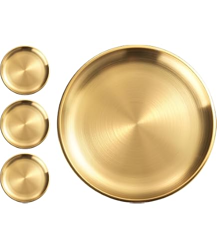 QUARKZMAN 6Pcs Assiettes en Acier Inoxydable, Assiettes de Dîner