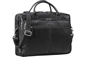 STILORD 'Zenon' Cuoio Borsa Porta PC 15,6-16 Pollici - Grande Borsa Laptop a Tracolla - Valigetta Documenti A4 - Ventiquattrore da Lavoro in Vera Pelle Uomo & Donna, Colore:nero