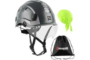 ‎HEARMOR HEARMOR bauhelm mit Visier bauhelme Erwachsene ABS schutzhelm Bergsteiger Helm arbeitshelm Herren EN397 und EN12492 Stoßdämpfung Eindringfestigkeit Angefügt Visiere in transparent oder Smoke